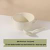 Cream Style Ceramic Double-Handled Soup Bowl with Lid