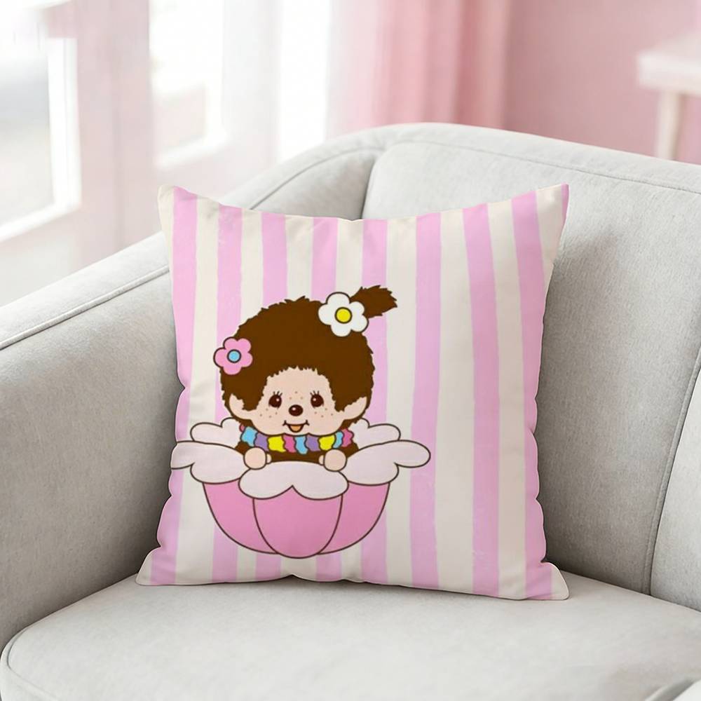 Cute M-Monchhichi Pillow Case Pattern Printed Pillowcase For Living Room Sofa Cushion Cover