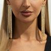 Fashion Long Aluminum Mesh Chain Fringed Stud Earrings, Exaggerated Geometric Metal Sequins Za Earrings For Women