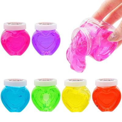 Slime Bottle 6 Colors X 1 of Set of 6 Ideal for Birthday Fun and Early Childhood Care Boys Heart-Shaped Clay, Each, (Small Capacity, Home, Parties,