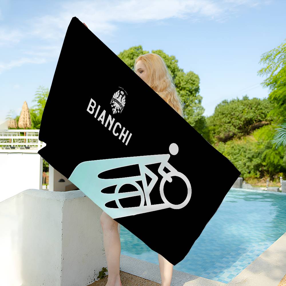 B-Bianchi Cykel Mikrofiber Printet Strandhåndklæde Bjergbestigning Yoga Strand Svømning Løb Absorberende Blødt Håndklæde