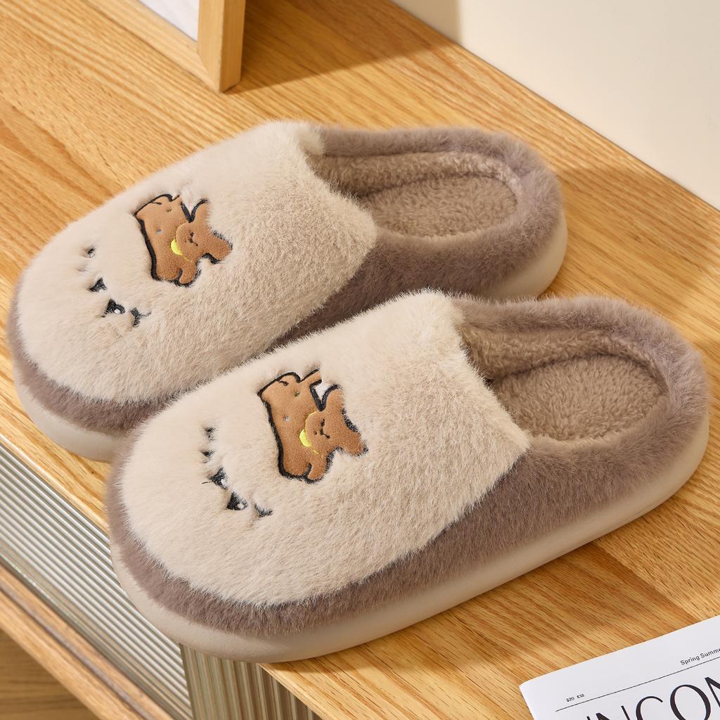 Cartoon Women Home Slippers Plush Warm Thick Bottom Slides Cute Soft Non-slip Slippers Indoor Outdoor Men Casual Slippers
