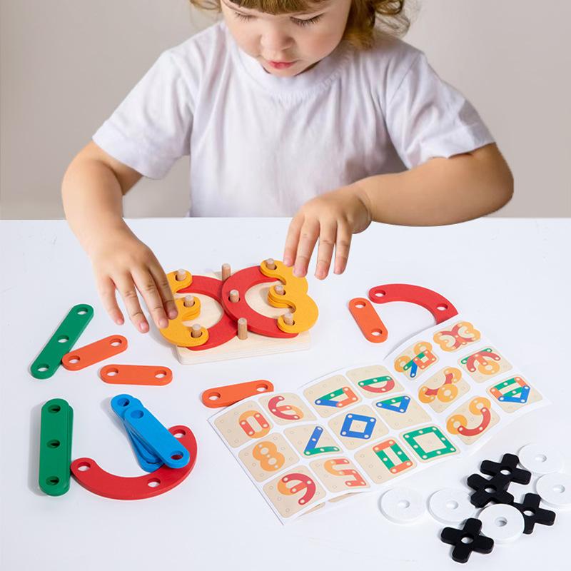 Children'S Montessori Wooden Variety Puzzle Tic-Tac-Toe Geometry Assembly Puzzle Educational Toys