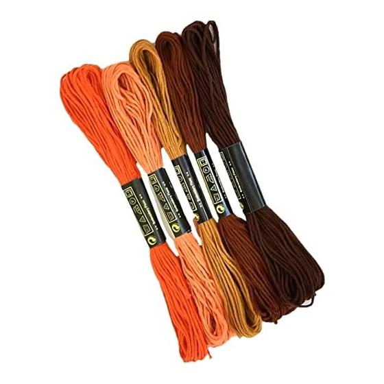 MYmama Embroidery Thread 5 Colors Set Approx. 8m No. 25 (Orange To Brown 162-4)