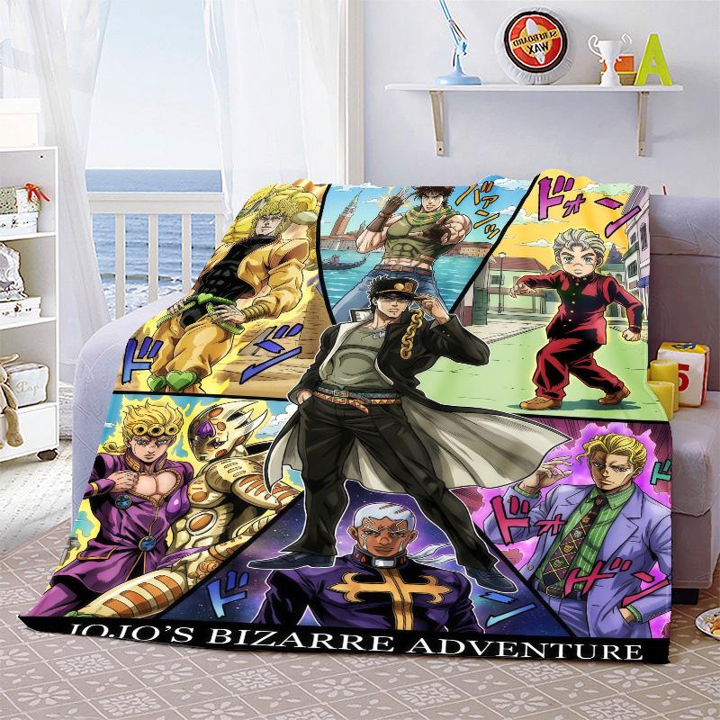 JoJo Anime Lightweight Flannel Blanket Soft Warm Throw Cozy Blanket for Sofa Bed Home Decor -QJY