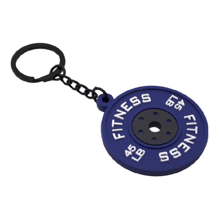 Rubber Fitness Keychain Weightlifting Theme 45lb Engraved Plate Keyring Lightweigh Barbell Plate Key Chain Accessory