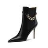 Vinterkjede Høye Hæler Dame Ankelstøvletter Elegante Spisse Sko Dame 2025 Trend Mote Fest Sexy Pumps Chelsea Botas Mujer