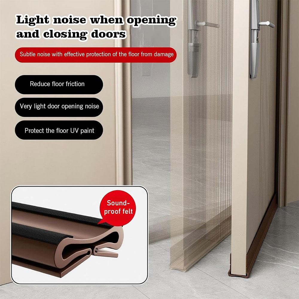 1-4PCS Self-adhesive Door Bottom Sealing Strip Wind and Dust Proof Weather Strip with Soundproofing Felt PVC Flexible Door Strip