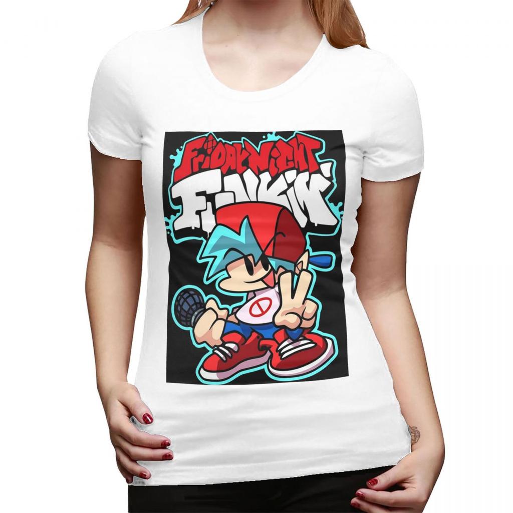 Friday Night Funkin Boyfriend TShirt for Women Crew Neck Streetwear T Shirts Womens Short Sleeve Summer Clothes Tops
