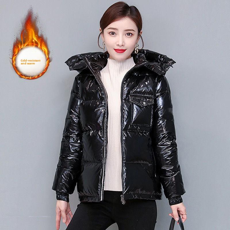 New Down Jacket Women's Short Thickened White Duck Down Jacket Women's Tide Ins Winter Bright Light Leave-in Down Jacket