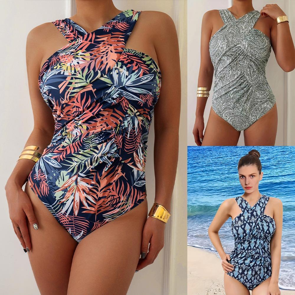 

Large Size Conservative One-piece Swimsuit Women s Printed Swimsuit European and American Beach Suit One-piece Swimsuit XXL чорний