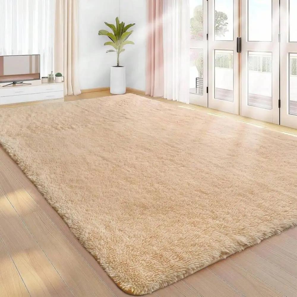 Pink Plush Bedroom Carpet Soft Fluffy Area Rug for Living Room Dorm and Bedside Home Decor Floor Mat