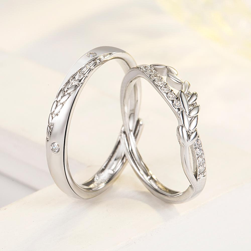2Pcs 925 Silver Couples Ring Sets Light Polishing Simple Ring for Woman Man Classic Wedding Fine Jewelry Circle