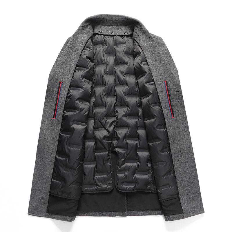 Autumn and Winter Woolen Coat Men's Medium and Long Down Take-off Liner with Cotton Business Casual Woolen Coat Jacket