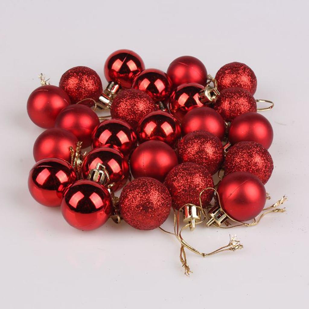 24pcs Shiny Matte and Sparkle Christmas Hanging Balls Xmas Tree Decorations