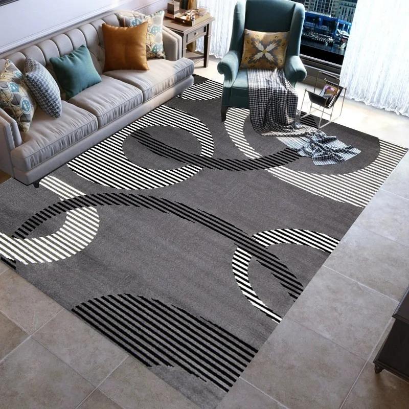 Stylish Geometric lines Washable Modern 3D Printing Carpet Mat for Living Room Bedroom Toilets Home Decoration Rugs