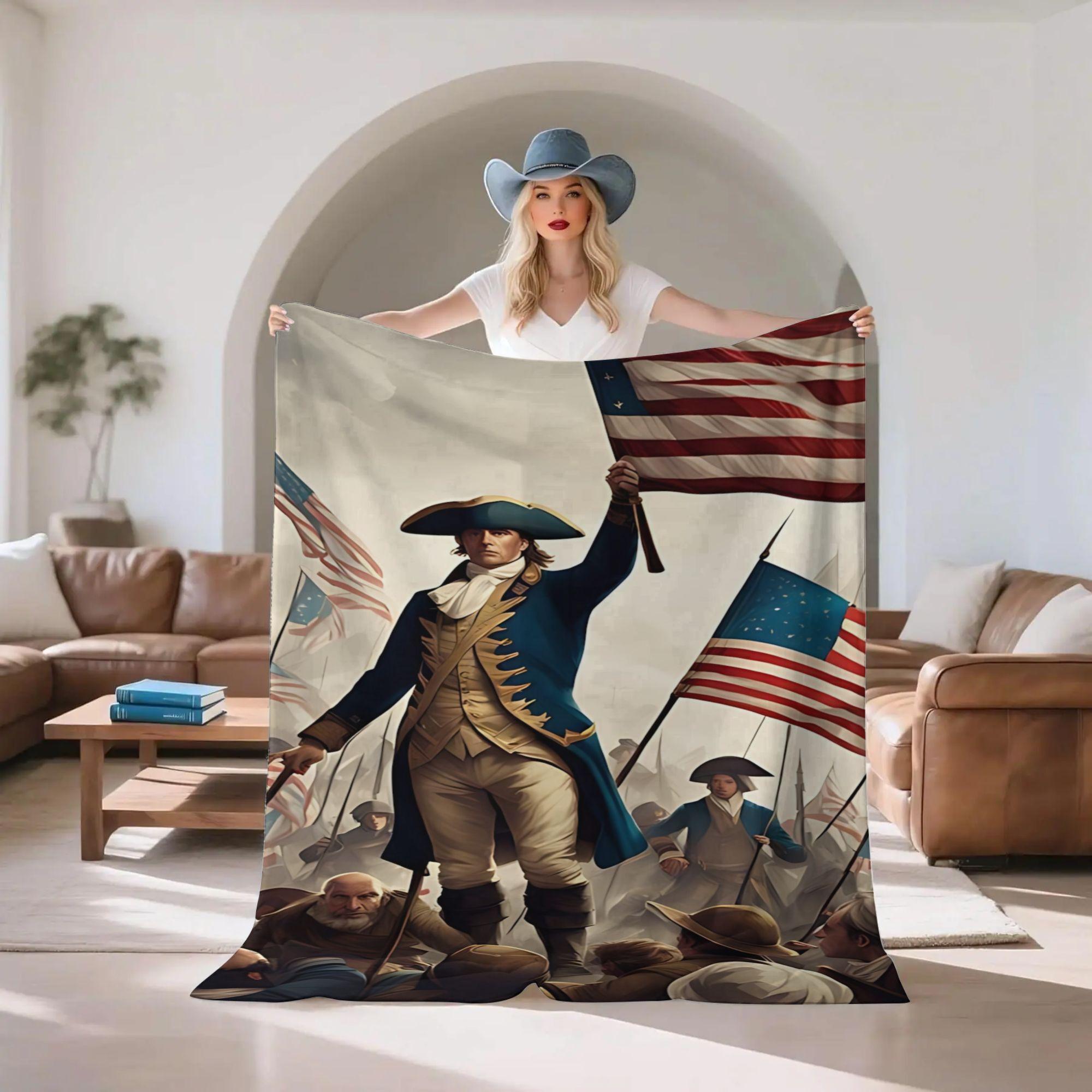 

Independence War Pattern Flannel printed blanket suitable for all seasons suitable for living room office sofa and travel 75x100cm (30x40inch)