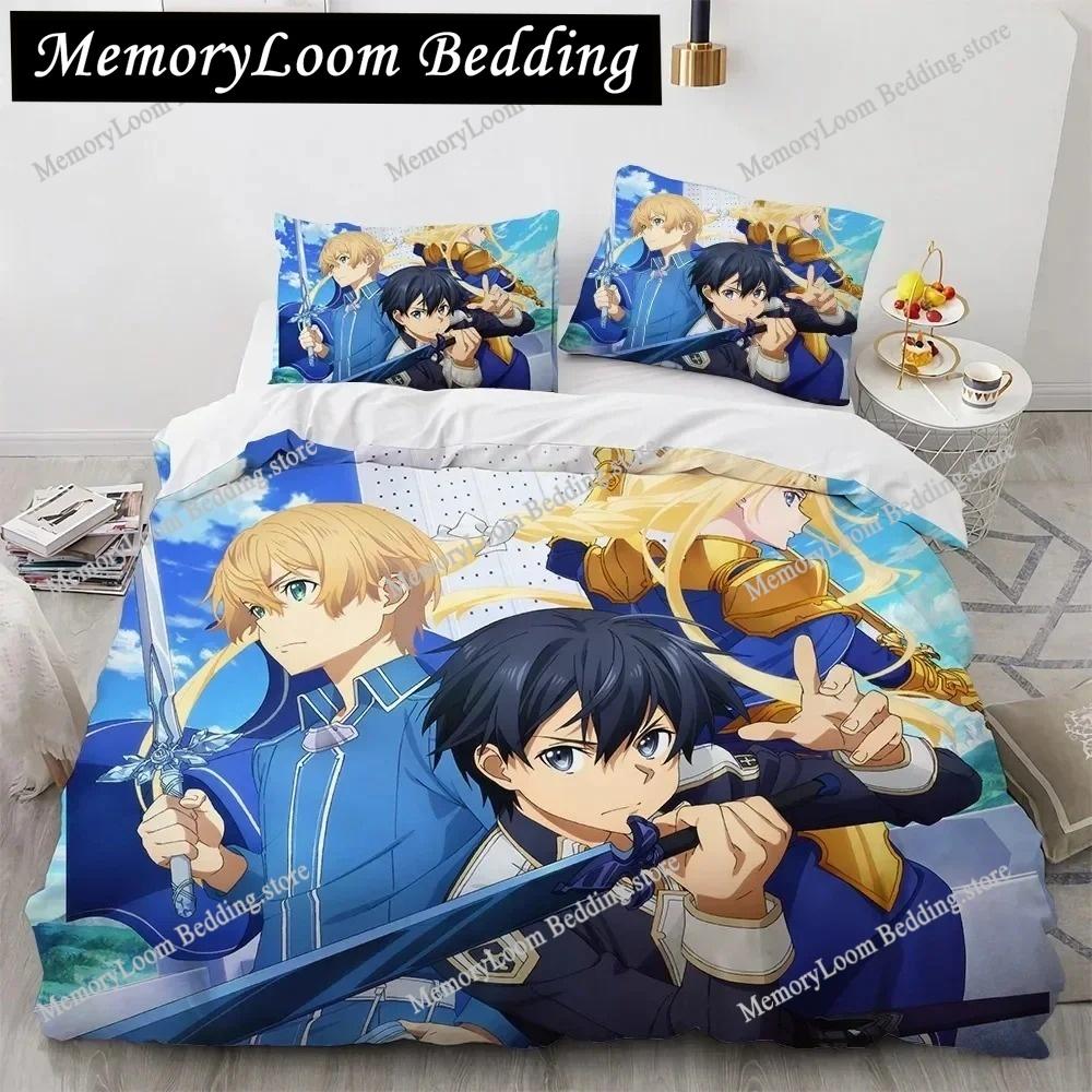 Sword Art Online Bedding Set Anime Duvet Covers King Queen Double Twin Size Adults Bed Linens Single Double Size Bedding Set
