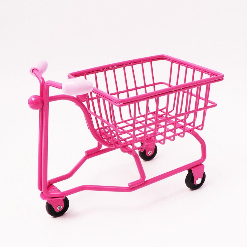 Model Shopping Cart Storage Hollow Toy Trolley Container Desktop Stationery Holder Girls