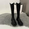 Stivali retrò colorati da donna Stivali al ginocchio Stivali lunghi da cavaliere alla moda con cerniere posteriori Tacchi quadrati Autunno Inverno Scarpe da donna