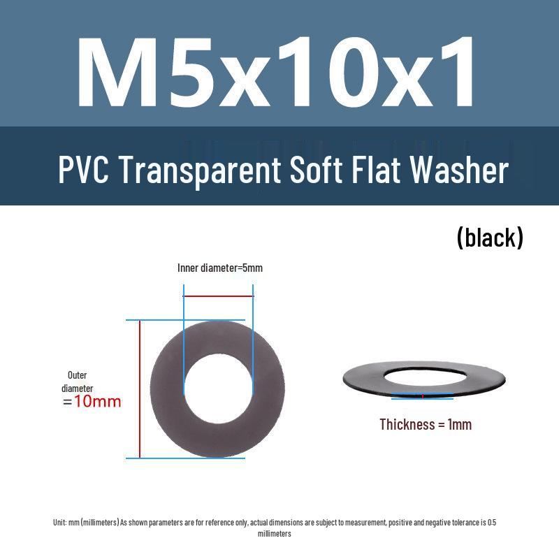 Yigu Black PVC Insulating Waterproof Flat Washer (M2-M10, M4-M5)