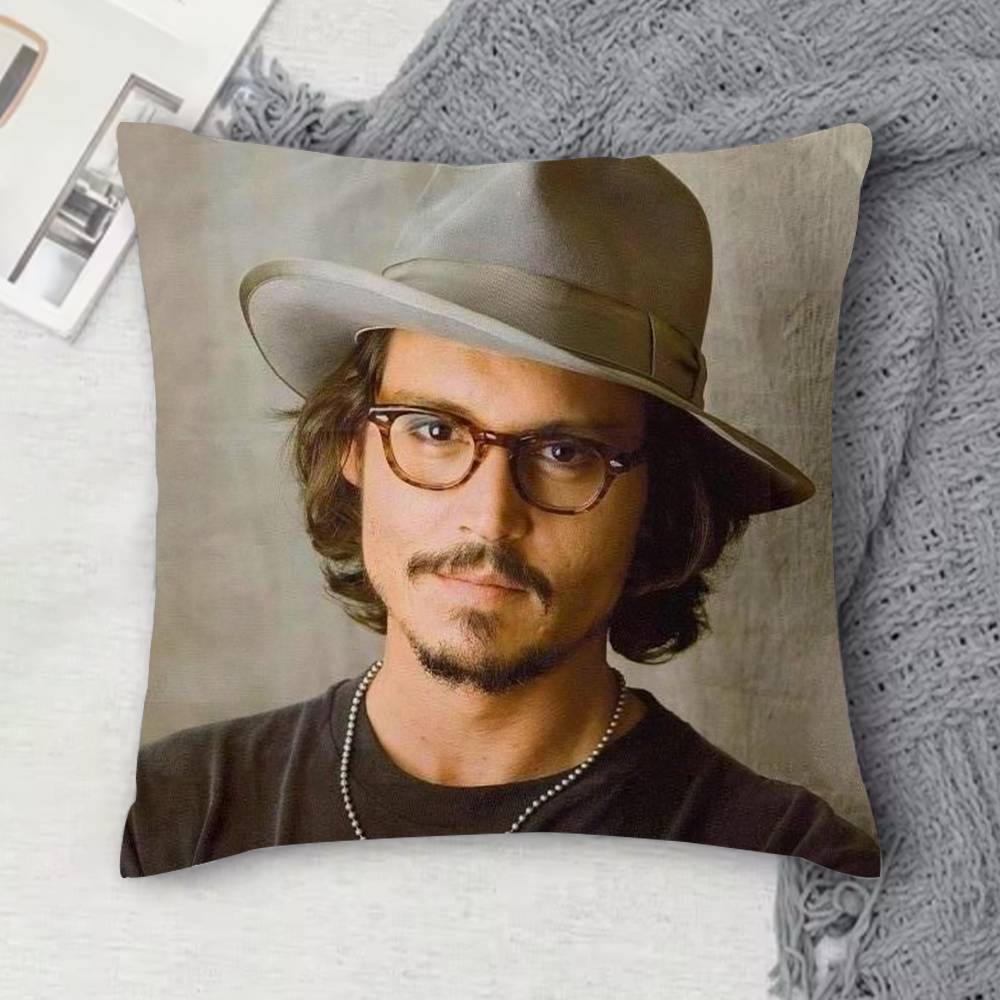 JJohnny Depp Doublesided Printed Square Decorative Cushion Cover for Sofa Living Room Home Decor
