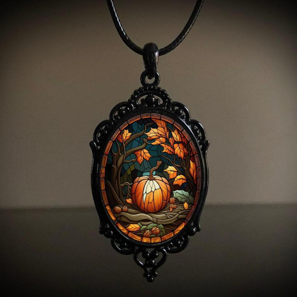 Pendant Retro Gothic Crow Cross Witch Halloween Ornament Necklace