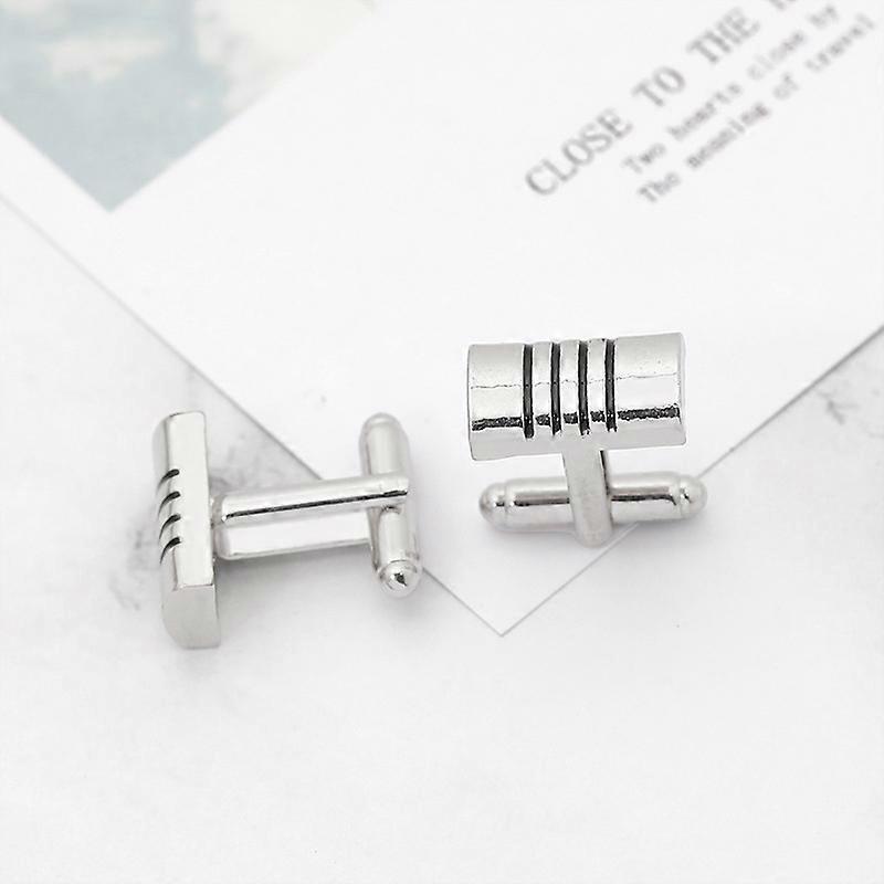 Men's Metal Cylindrical Cufflinks, Electroplated, French Minimalist, Versatile, Stylish Striped Cufflinks B1248