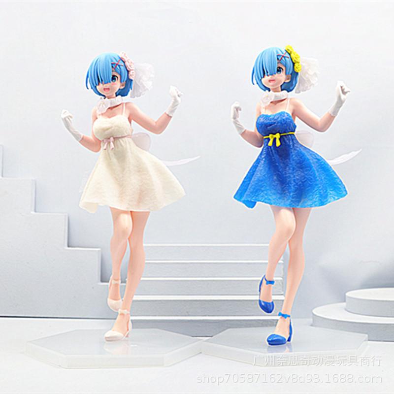 Figurine Re:Zero – Rem En Robe De Mariée (PVC, 24 Cm, Faite Main) – Collection Anime, Décoration Bureau