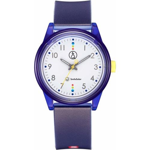 Citizen Q&Q Smile Solar Watch, Solar-Powered, Analog, Matching Style, 10 ATM Water Resistant, 36mm Diameter, RP26-011, Blue