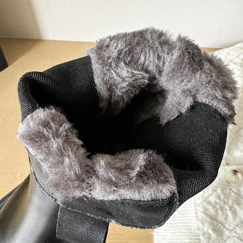 Snow Boots Women's New Autumn and Winter Platform Mona Chelsea Boots Women's Martin Boots Flat-bottomed Medium Tube Cigarette Boots Women