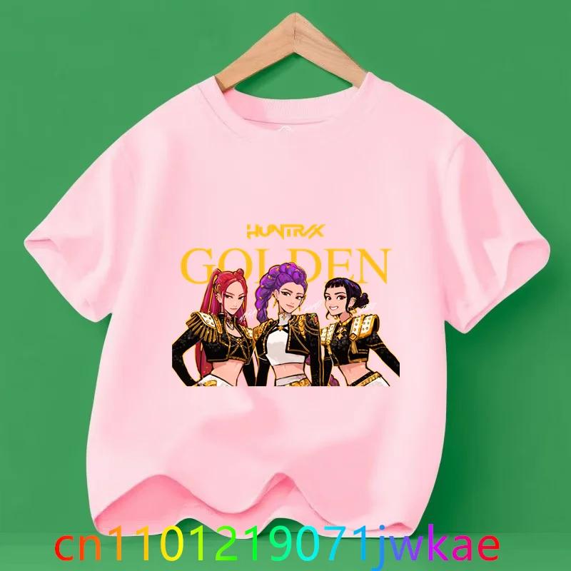 

Hots Kids T-shirt KPop Demon Hunters Movie Round Neck Cartoon Girls Boys T Shirt Casual Baby Print Fashion Casual Girl Clothes 100