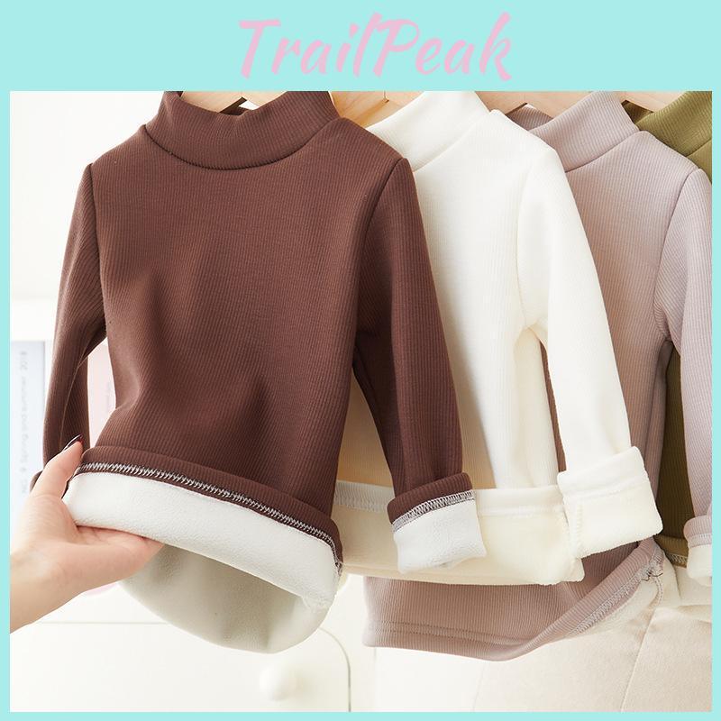 White Shirt Bottom Green Childrens Autumn Winter Warm T Shirt With Bottom Baby Plush Thickened Clothes