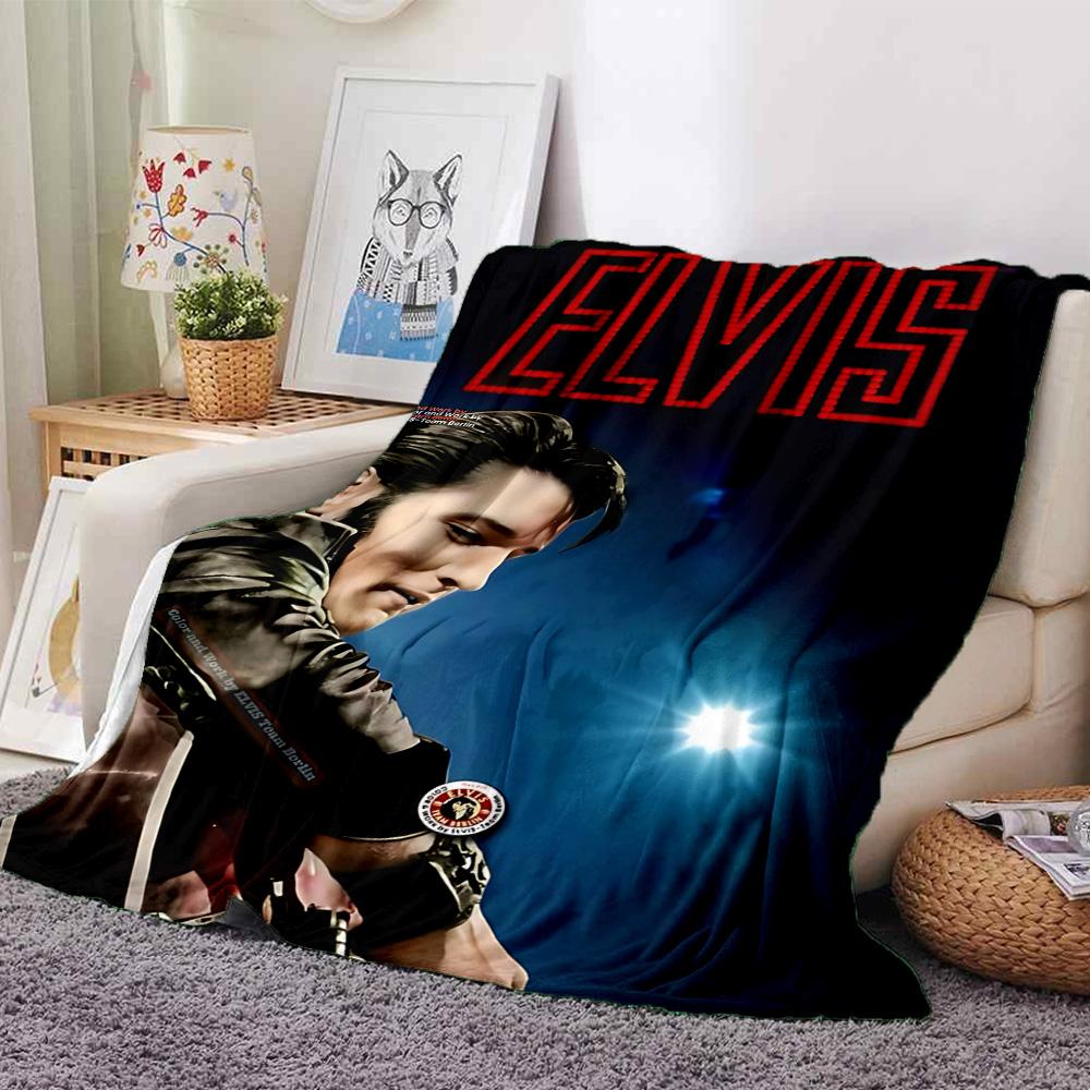 Elvis Presley Rock Legend Flannel Blanket Super Soft Warm Cozy Blanket for Sofa Bed Office Travel All‑Season Home Decor Gift