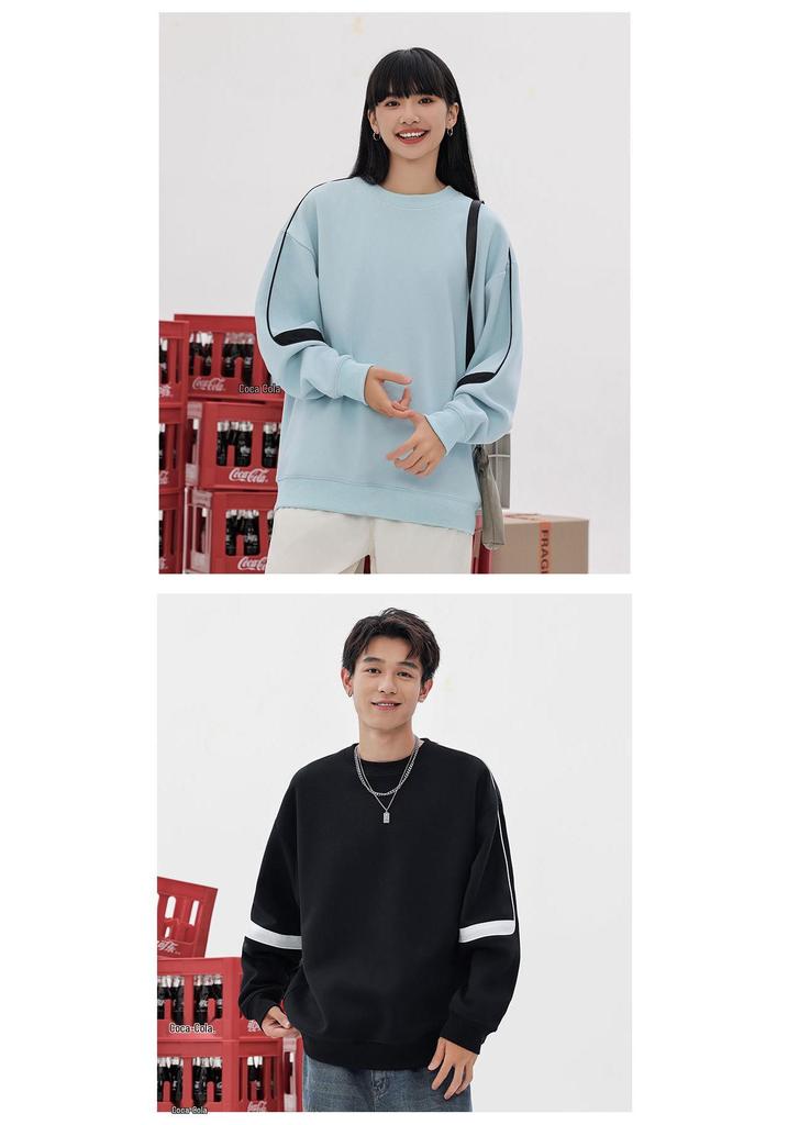 Early Autumn Trendy 380g Cotton Color Block Round Neck Oversized Hoodie for Women & Couples