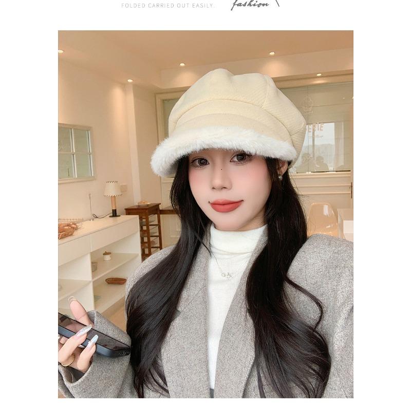 Women S Winter Octagonal Hat Large Brim Fashion Versatile Japanese Style