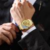 Gold 3D Dragon Dial Watches for Men Luxury Automatic Mechanical Watch Stainless Steel Strap Hollow-carved Wristwatches