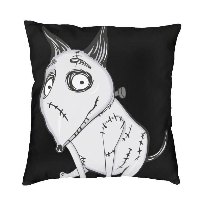 Luxury Cute Frankenweenie Collection Sparky Cushion Cover For Sofa Velvet Tim Burton Throw Pillow Case For Living Room Peach skin 18*18(CM)-1Pcs