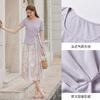 Two piece set of square collar tied T-shirt and skirt