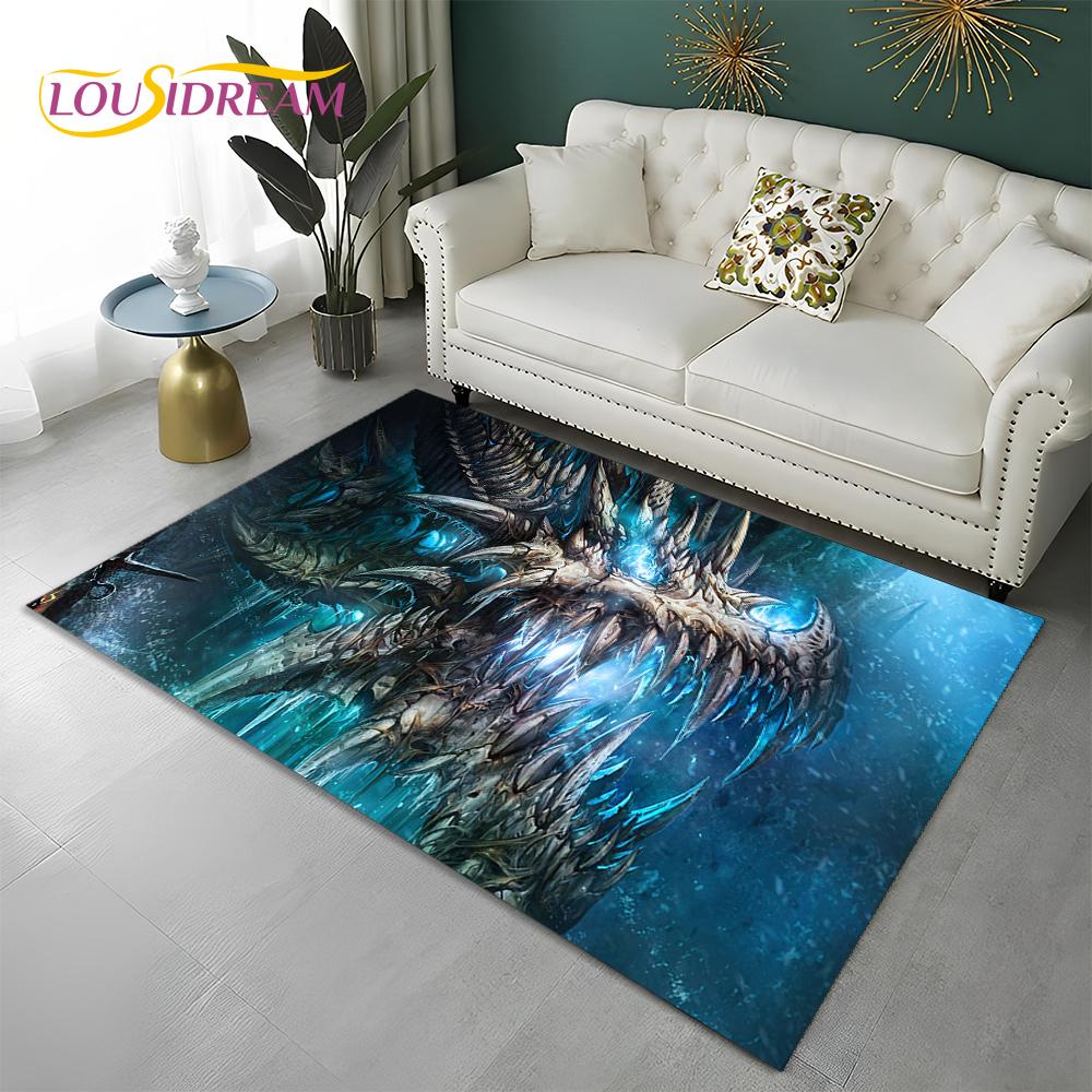 World of Warcraft Game WOW Lich King DH Carpet Rug for Home Living Room Bedroom Sofa Doormat Decor,Area Rug Non-slip Floor Mat
