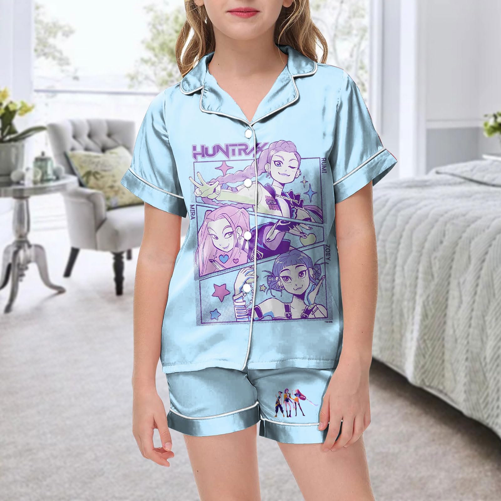 

Детская домашняя одежда Пижамный комплект Топ с коротким рукавом Шорты Комплект из двух предметов Верхняя одежда Игровой кардиган Одежда 140 синий