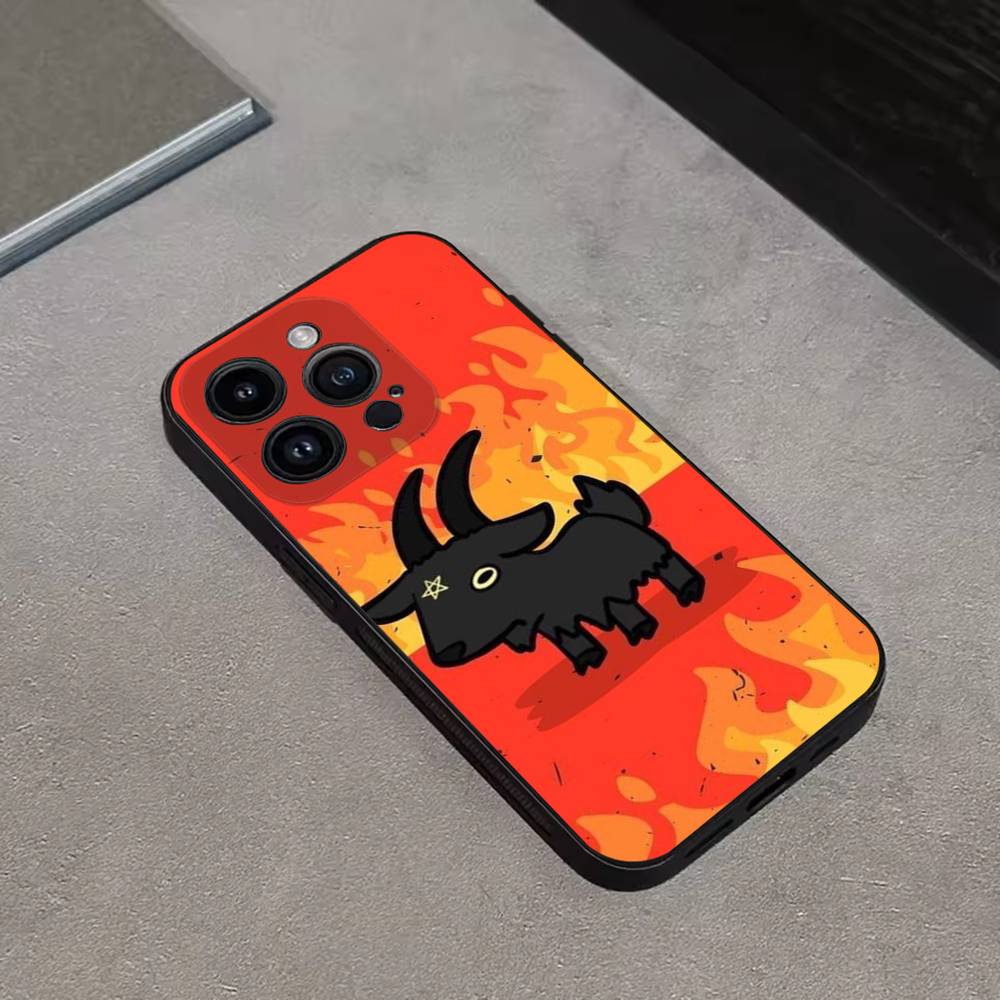 Satanic Goat Satan Devil Phone Case For iPhone 16,15,14,13,12,11 Plus,Pro Max,XS,X,XR,SE,Mini,8,7,Soft Silicone Black Cover