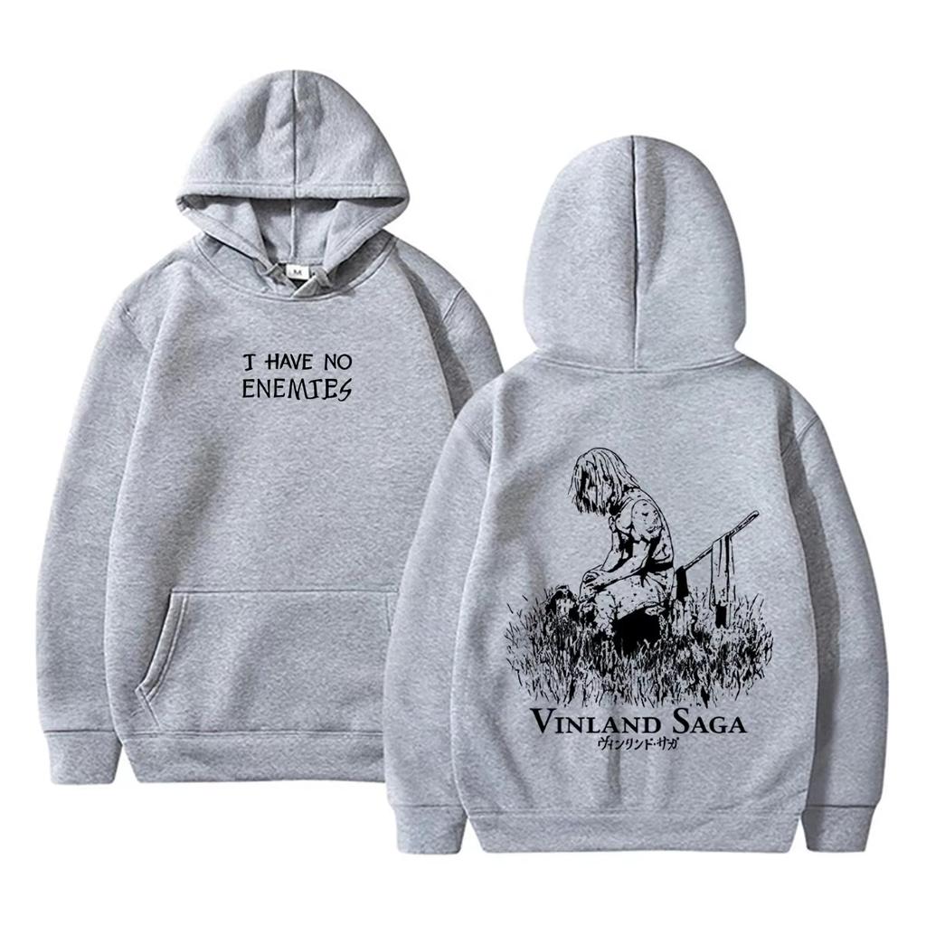 Anime Vinland Saga Thorfinn Nie Mam Wrogów Bluza z Kapturem Graficzna Męska Damska Manga Casualowa Oversize Bluzy z Kapturem Męskie Vintage Streetwear