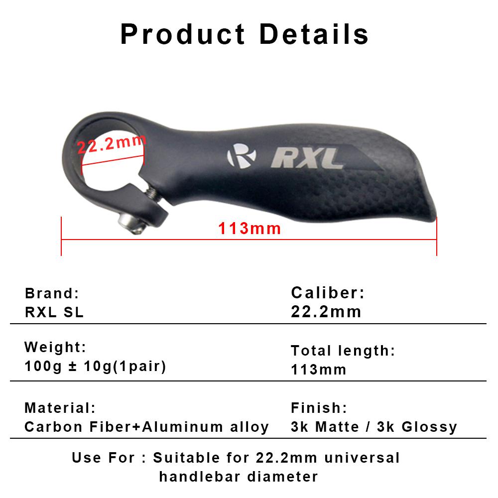 RXL SL-Bicycle Handlebar Horns, Black Bar End, Ergonomic Design, Mountain Bikes, Carbon Fiber, Horn