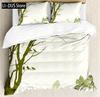 Pine Trees in The Forest Duvet Cover Set Foggy Decorative 3 Piece Bedding Set with 2 Pillow Shams Queen Full Size Warm Taupe