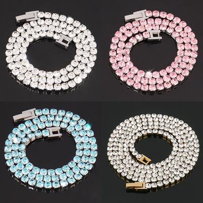 Colier Tenis din Oțel Inoxidabil 4mm Zircon Simplu Culoare Diamant Gheară Lanț Colier Bijuterii pentru Bărbați și Femei