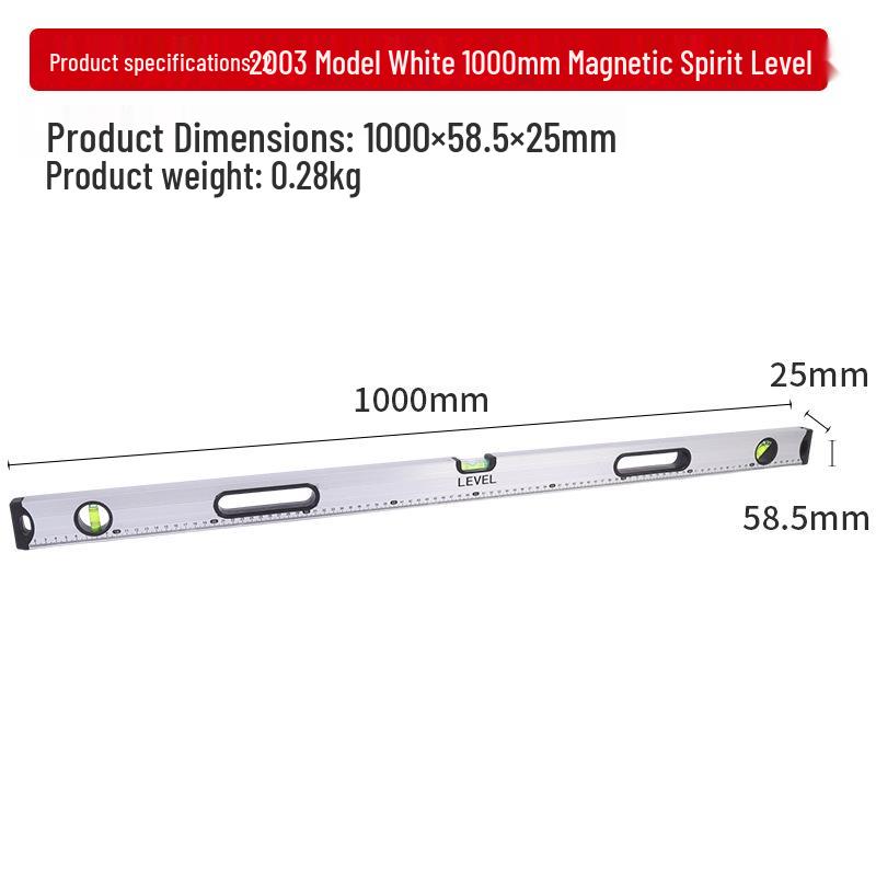 High-Precision Magnetic Spirit Level - Cast Aluminum, Strong Magnet, Multiple Specifications, Professional Measuring Tool for Home Use.