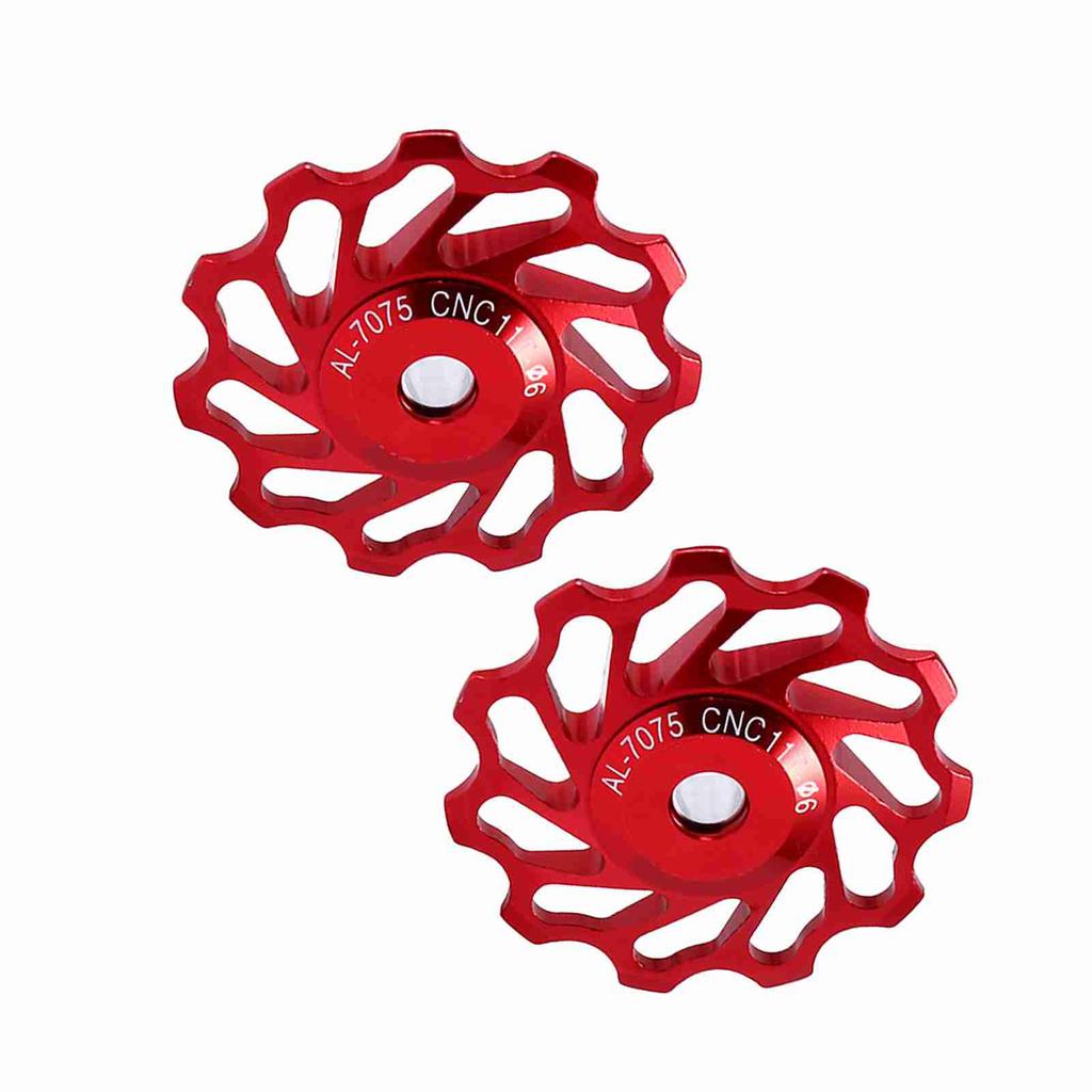 2 X CNC Alloy Wheel Rear Derailleur Pulley For Road Bike(red 11T)