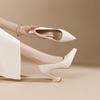 -1 Sexy Solid Color Pointed Stiletto High Heels Women's Waterproof Table Not Tired Feet Single Shoes Bridesmaids Professional Banquet Shoes