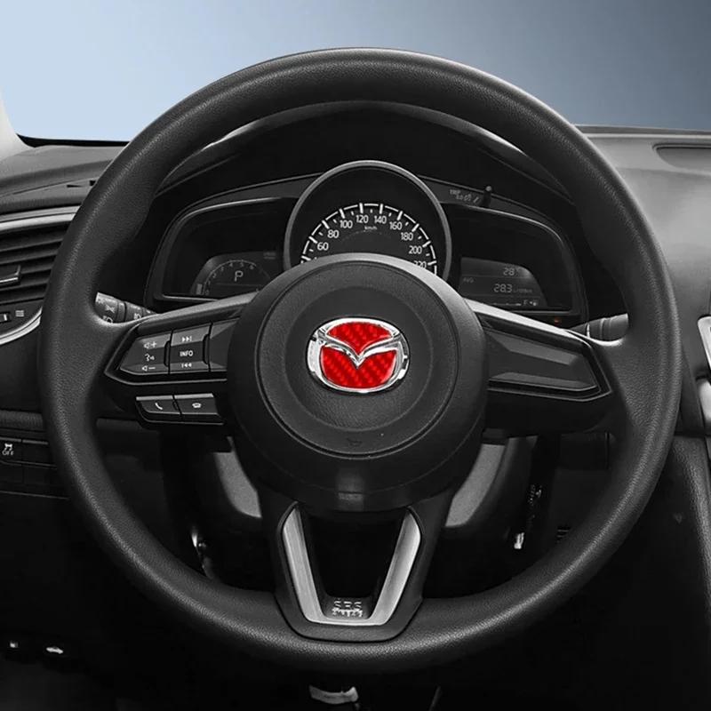 2025 Hot Car Steering Wheel Stickers Carbon Fiber Decals Auto Accessories For Mazda 2 3 6 5 Atenza CX3 CX5 MX5 CX7 Axela CX30 CX